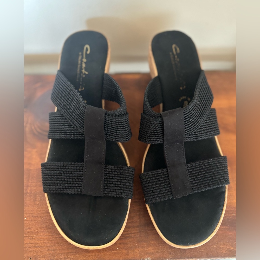 Contessa Italian Shoemakers Black Woven Wedge Sandals 8.5 - Picture 12 of 13